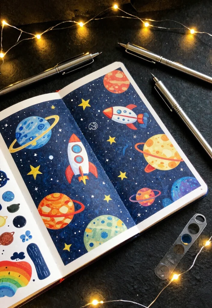 12 Cute Journal Ideas for Playful Sweet and Charming Designs 13 12 Cute Journal Ideas for Playful Sweet and Charming Designs - 3. Space Explorer Journal 1