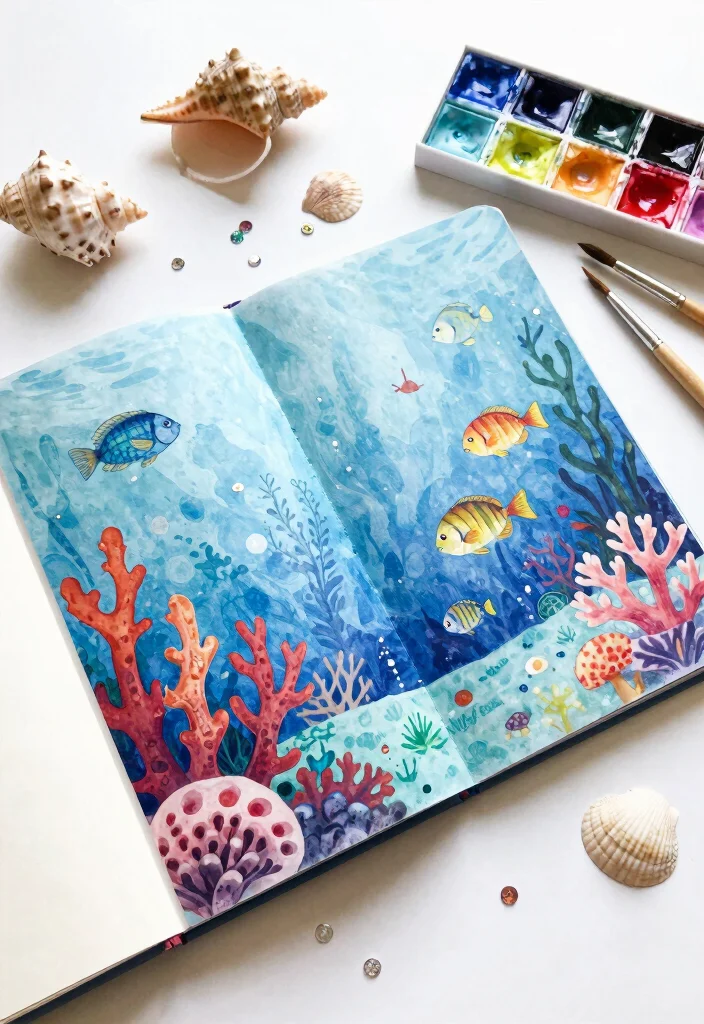 12 Cute Journal Ideas for Playful Sweet and Charming Designs 24 12 Cute Journal Ideas for Playful Sweet and Charming Designs - 4. Underwater Wonderland Journal 1
