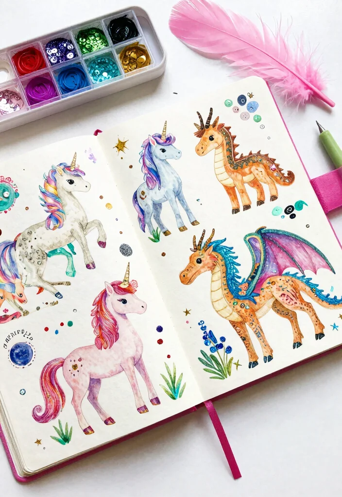 12 Cute Journal Ideas for Playful Sweet and Charming Designs 49 12 Cute Journal Ideas for Playful Sweet and Charming Designs - 9. Magical Creatures Journal 1