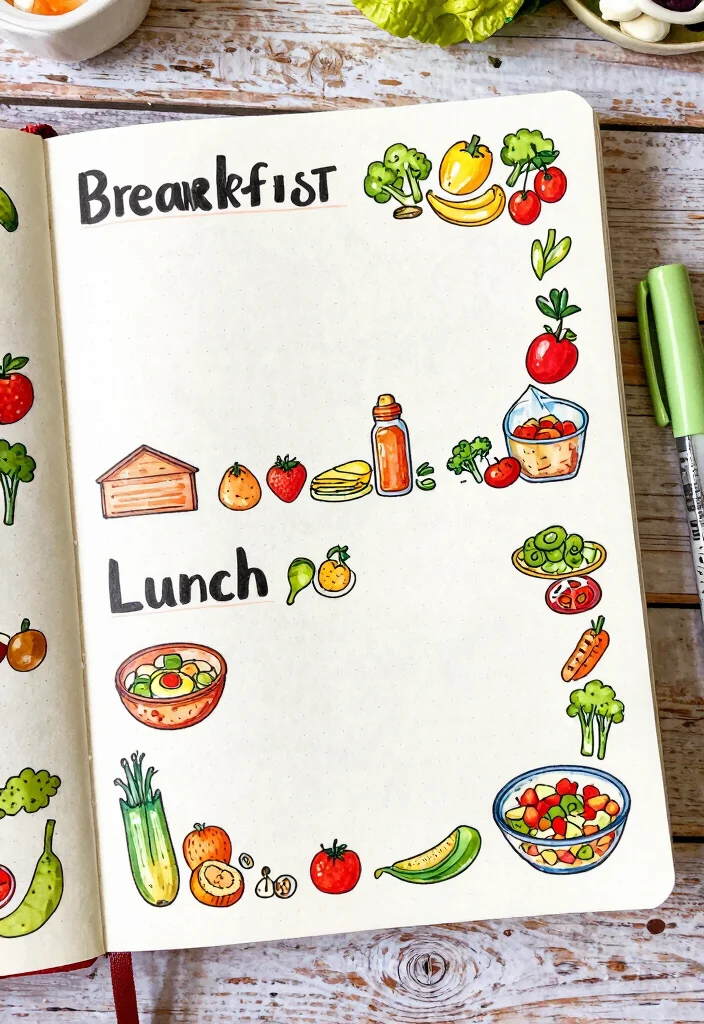 12 Dot Grid Journal Ideas for Clean Structured and Creative Layouts 23 12 Dot Grid Journal Ideas for Clean Structured and Creative Layouts - 3. Meal Planning Spread 1