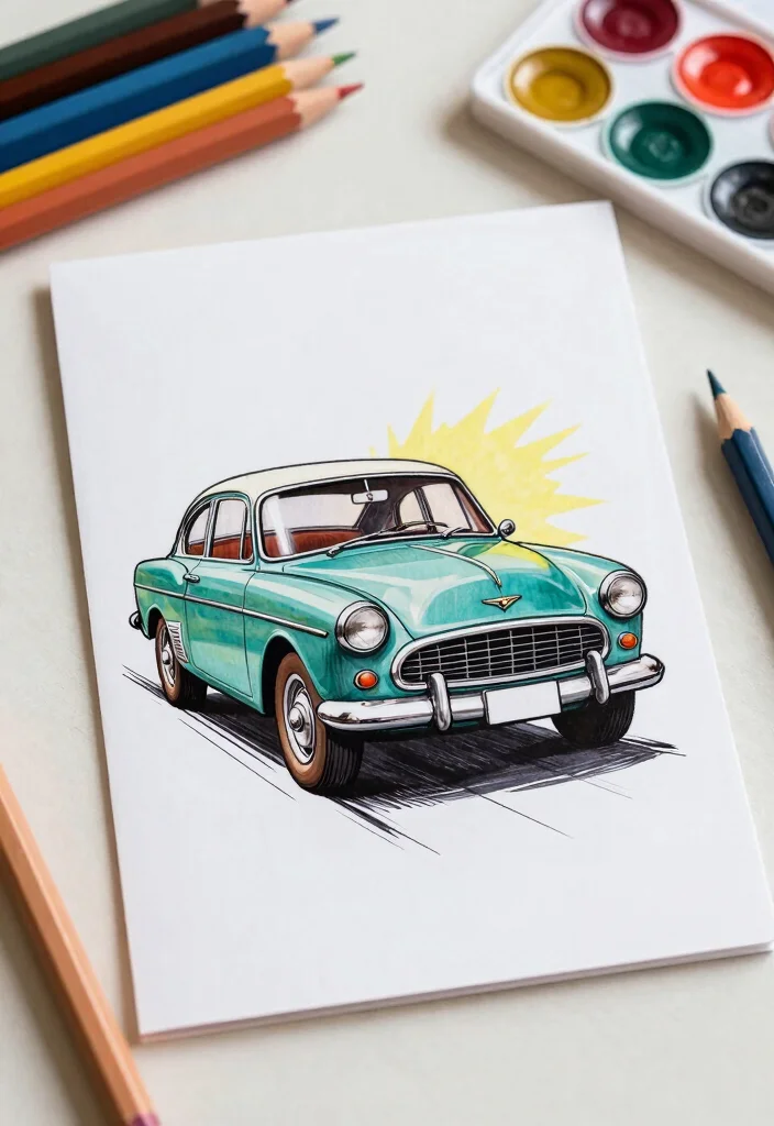 12 Fathers Day Card Ideas for Meaningful Creative and Masculine Designs 38 12 Fathers Day Card Ideas for Meaningful Creative and Masculine Designs - 8. Vintage Car Card 1