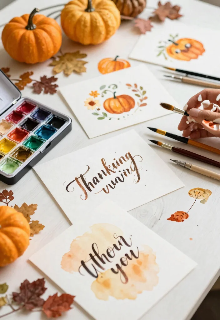 12 Handmade Thanksgiving Card Ideas for Gratitude Warmth and Family Love 24 12 Handmade Thanksgiving Card Ideas for Gratitude Warmth and Family Love - 4. Watercolor and Brush Lettering 1