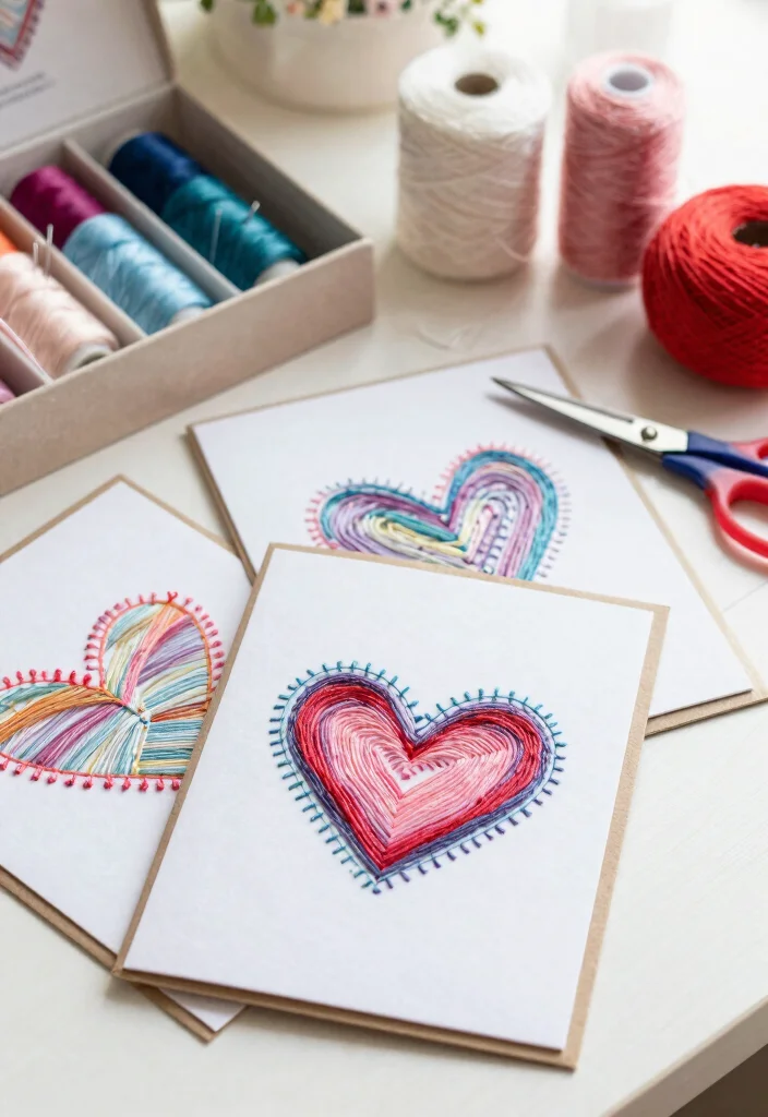 12 Homemade Valentine Card Ideas for Romantic Cute and Handmade Love 24 12 Homemade Valentine Card Ideas for Romantic Cute and Handmade Love - 4. Hand-Stitched Cards 1