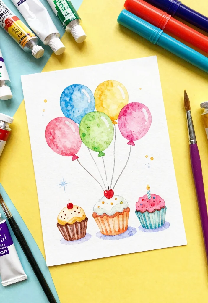 12 Pretty Birthday Card Ideas for Elegant Feminine and Stylish Designs 50 12 Pretty Birthday Card Ideas for Elegant Feminine and Stylish Designs - 10. Simple Watercolor Doodles 1