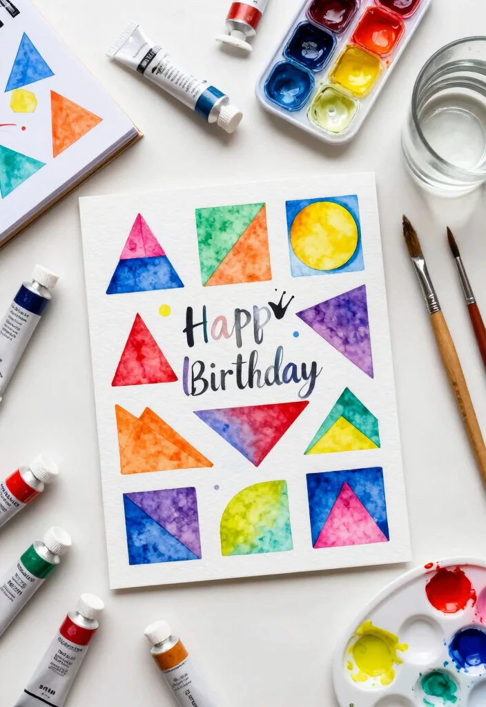12 Pretty Birthday Card Ideas for Elegant Feminine and Stylish Designs 13 12 Pretty Birthday Card Ideas for Elegant Feminine and Stylish Designs - 3. Geometric Shapes and Bright Colors 1