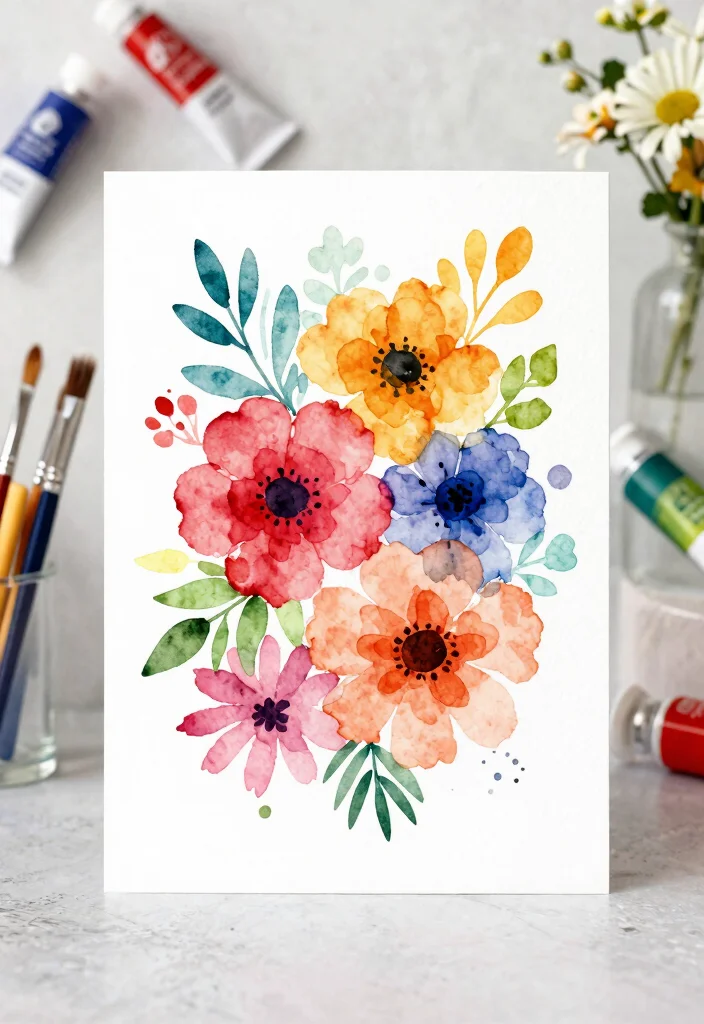 12 Pretty Birthday Card Ideas for Elegant Feminine and Stylish Designs 37 12 Pretty Birthday Card Ideas for Elegant Feminine and Stylish Designs - 7. Layered Watercolor Flowers 1