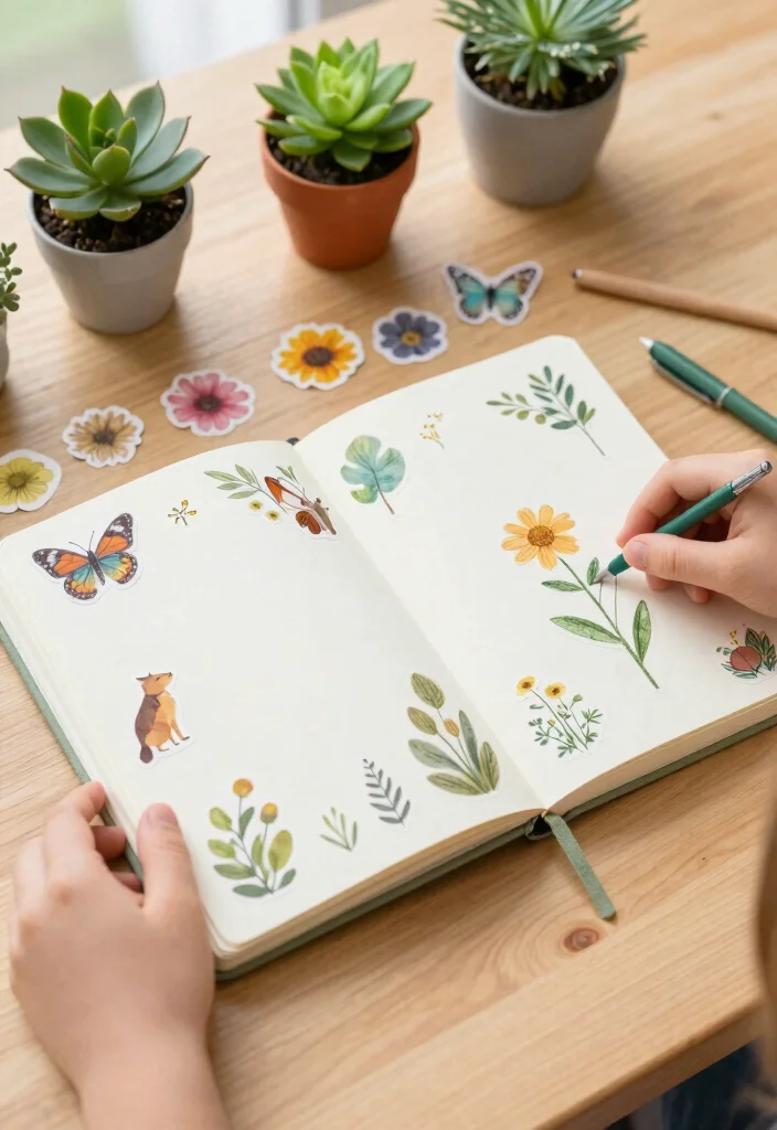 12 Sticker Journal Ideas for Fun Decorative and Low Effort Creativity 1 12 Sticker Journal Ideas for Fun Decorative and Low Effort Creativity - 1. Create a Nature-Themed Sticker Journal 1