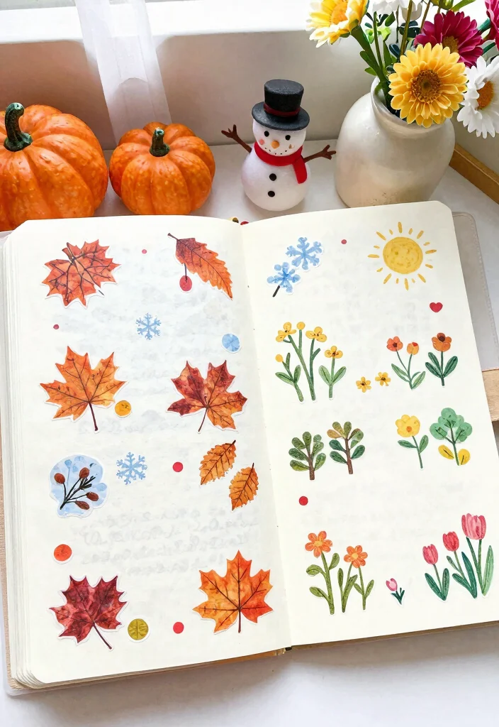 12 Sticker Journal Ideas for Fun Decorative and Low Effort Creativity 2 12 Sticker Journal Ideas for Fun Decorative and Low Effort Creativity - 2. Seasonal Stickers for a Year-Round Journal 1