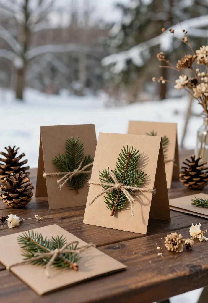 14 Christmas Card Ideas Handmade for Thoughtful Festive Holiday Greetings 1 14 Christmas Card Ideas Handmade for Thoughtful Festive Holiday Greetings - 1. Rustic Twine and Plant Cards 1