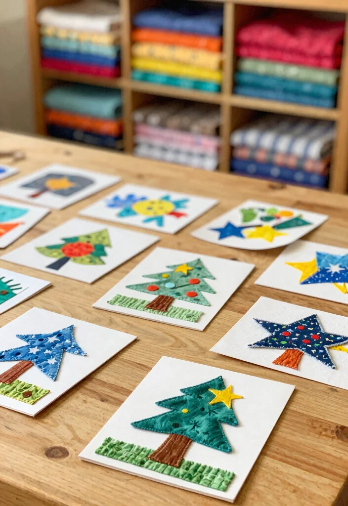 14 Christmas Card Ideas Handmade for Thoughtful Festive Holiday Greetings 12 14 Christmas Card Ideas Handmade for Thoughtful Festive Holiday Greetings - 2. Upcycled Fabric Cards 1