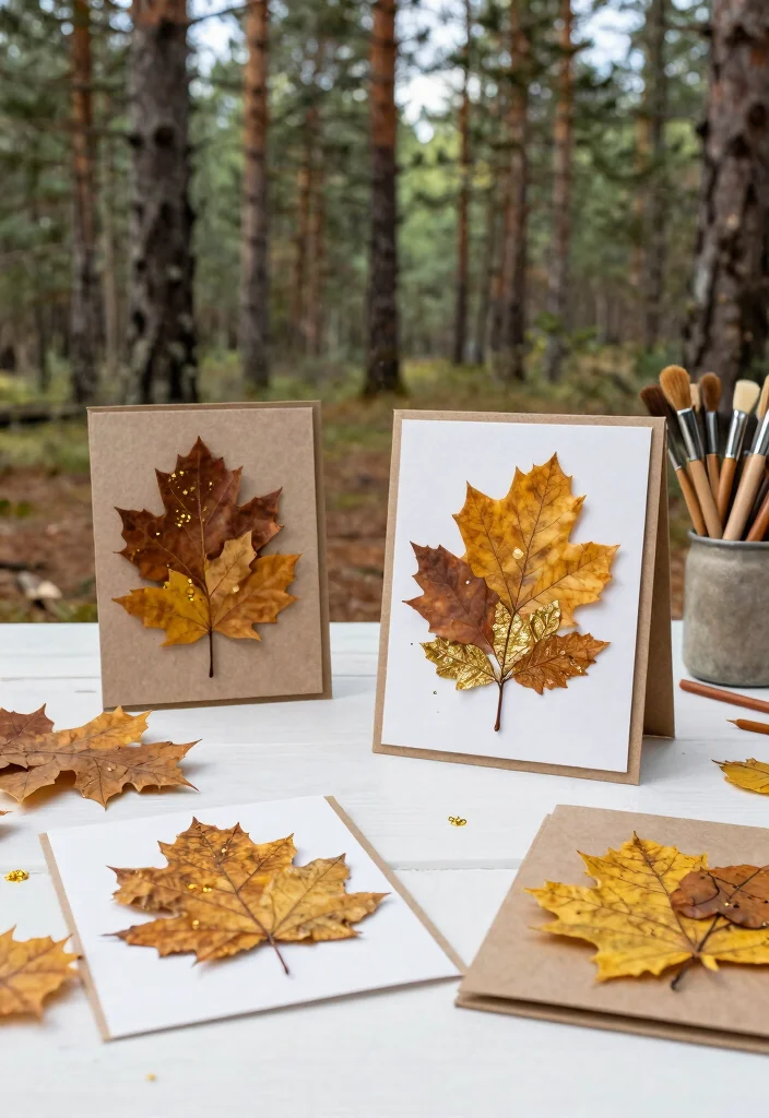 14 Christmas Card Ideas Handmade for Thoughtful Festive Holiday Greetings 14 14 Christmas Card Ideas Handmade for Thoughtful Festive Holiday Greetings - 4. Nature's Touch with Dried Leaves 1