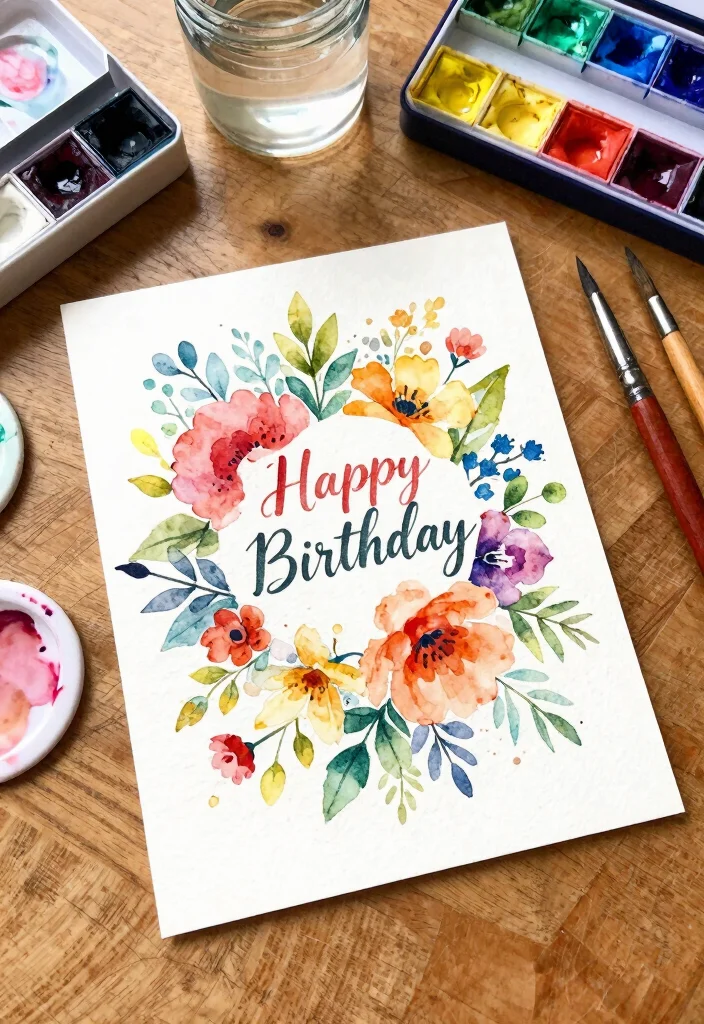 14 Happy Birthday Card Ideas Homemade for Creative Personal Celebrations - 4. Hand-Painted Watercolor Cards 1