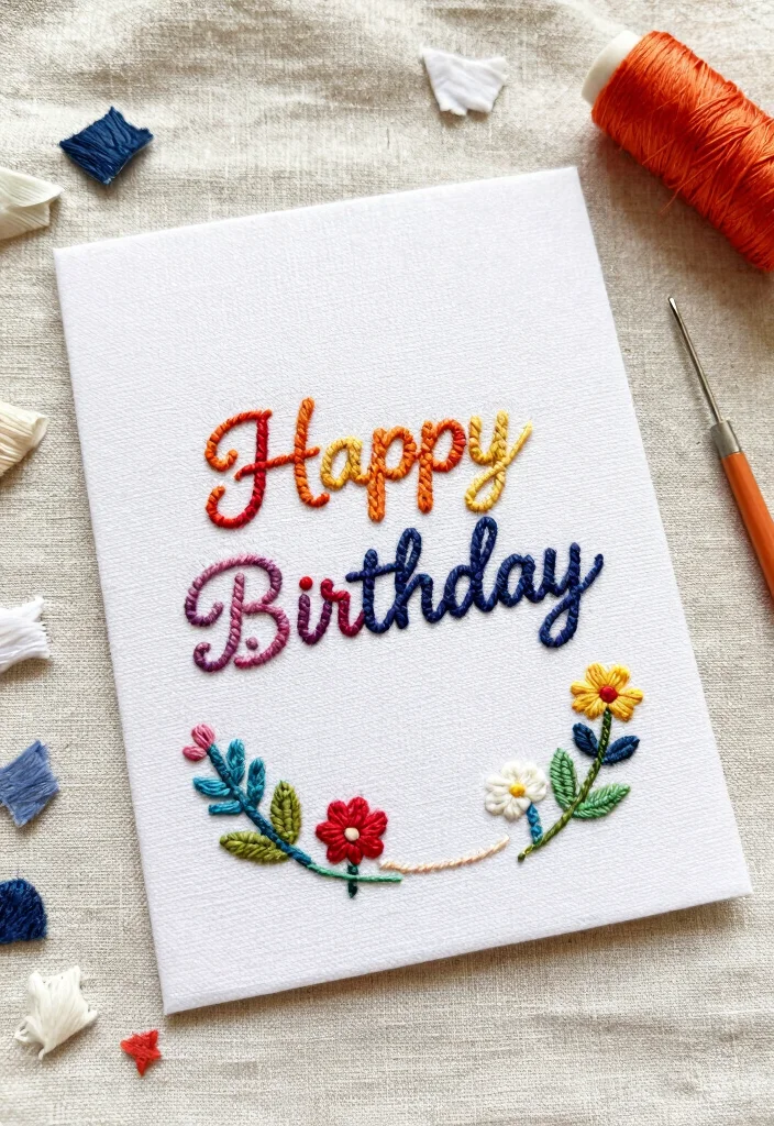 14 Homemade Birthday Card Ideas for Creative Personal and Budget Crafts 26 14 Homemade Birthday Card Ideas for Creative Personal and Budget Crafts - 6. Embroidered Cards 1