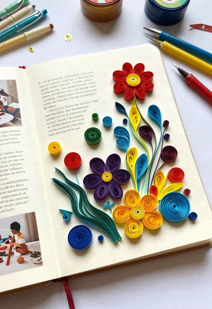 14 Junk Journal Ideas for Vintage Creative and Memory Filled Spreads - 8. Quilled Paper Art Pages 1